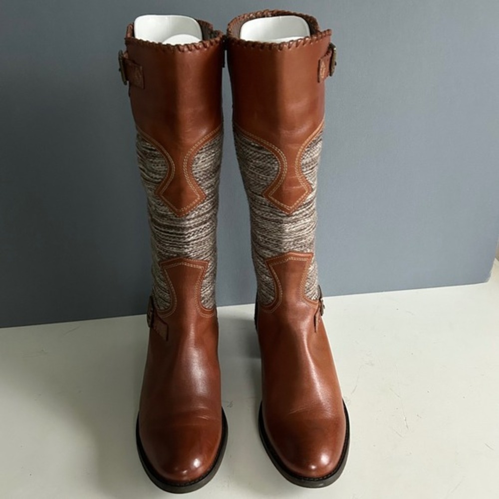 Anthropologie Fortress of Inca Boots Size 8 Western Leather Woven Patchwork Peru - Picture 4 of 12